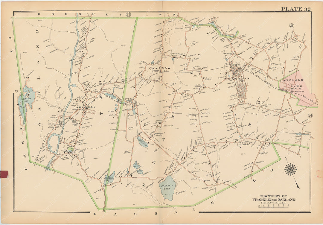 Bergen County, New Jersey, Vol. 2, 1913 Plate 032: Franklin and Oakland