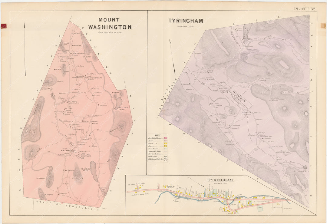 Berkshire County, Massachusetts 1904 Plate 032: Mount Washington and Tyringham