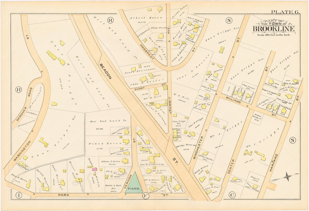 Brookline, Massachusetts 1888 Plate G