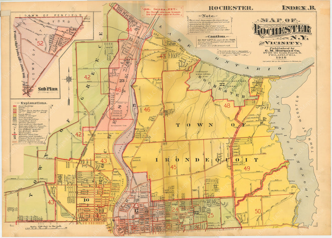 Rochester, New York 1918 Index Map B