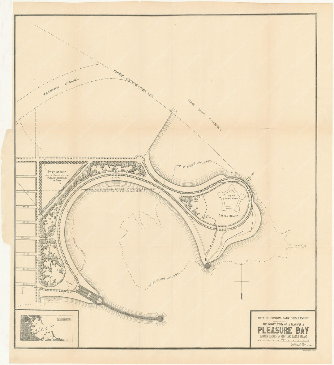 Pleasure Bay, Boston, Massachusetts 1883: Prelim. Study
