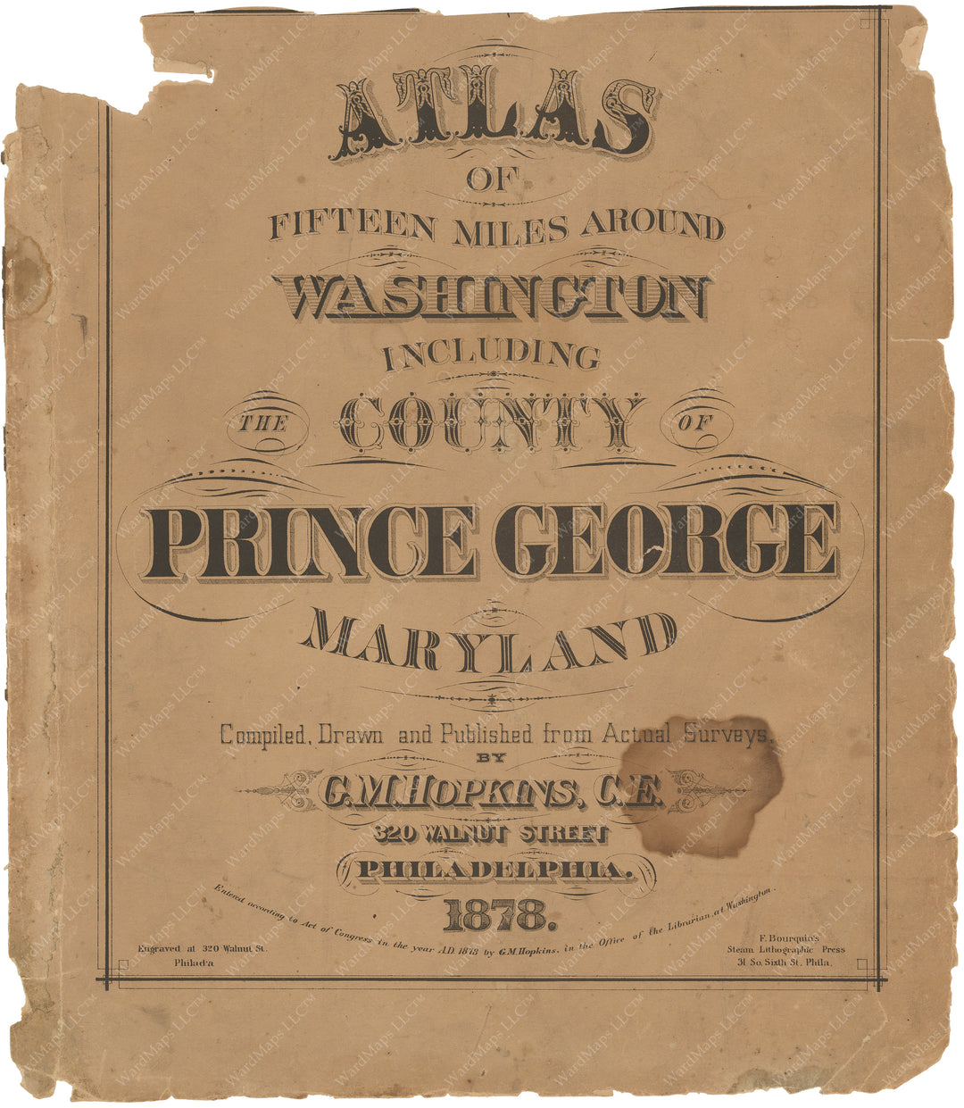 Atlas of Fifteen Miles Around Washington D.C. 1878 Title Page