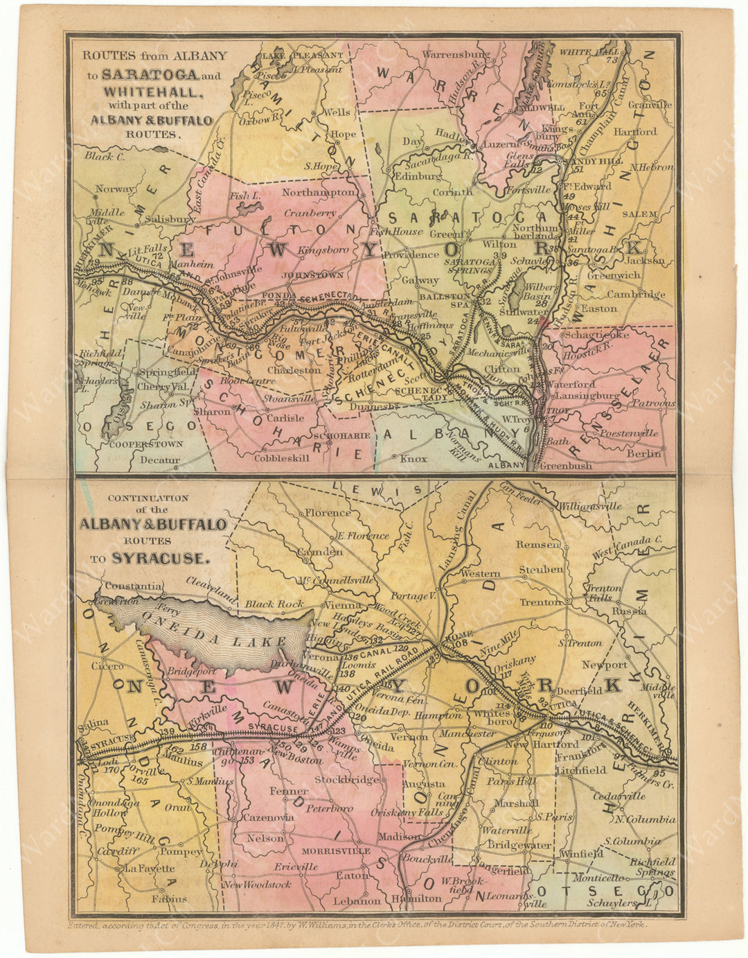Railroads Serving Central and Eastern Upstate New York 1847