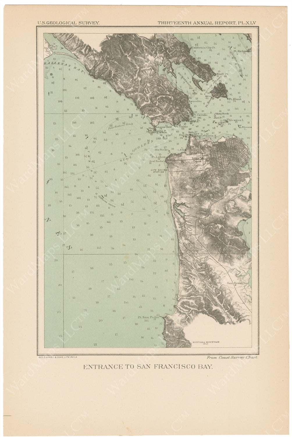 USGS California: Entrance to San Francisco Bay (Golden Gate) 1893