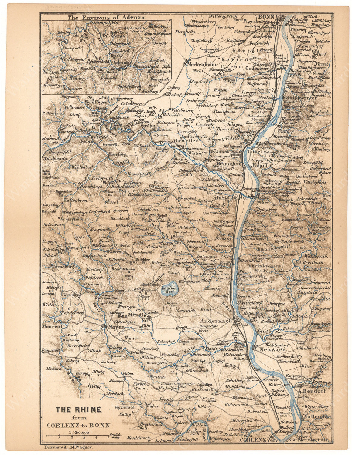 Rhine River, Germany 1868: From Koblenz To Bonn – Wardmaps Llc