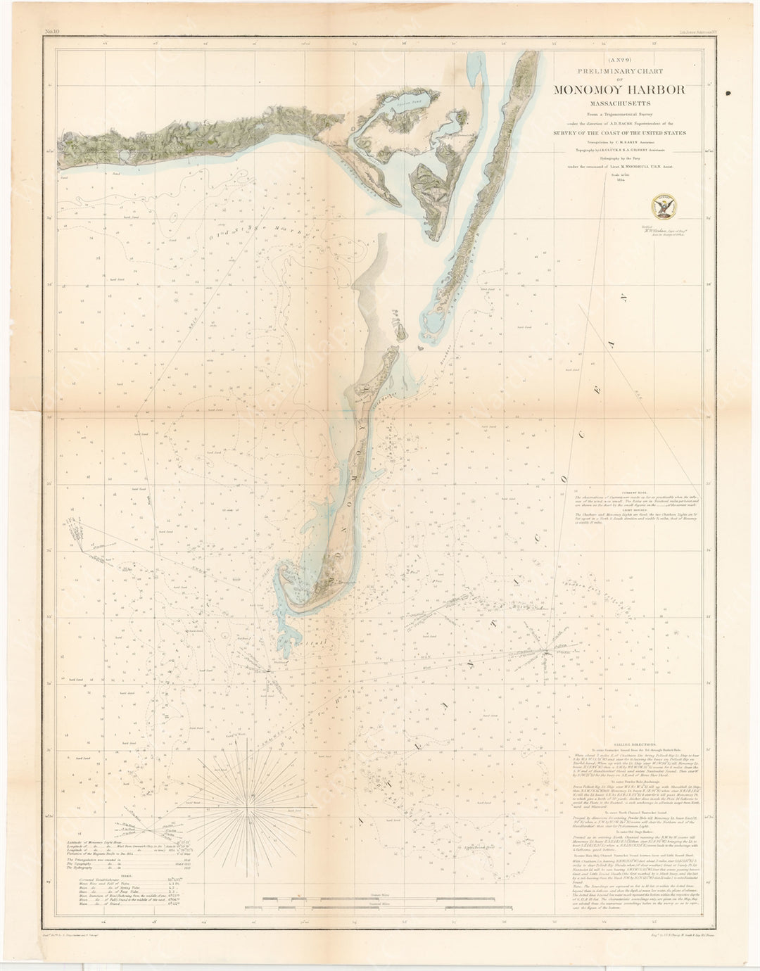 Chatham, Massachusetts 1854: Preliminary Chart of Monomoy Harbor