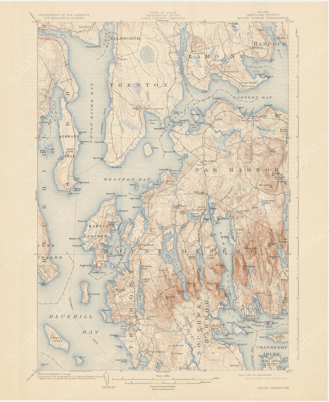 USGS Maine: Mount Desert Sheet 1928