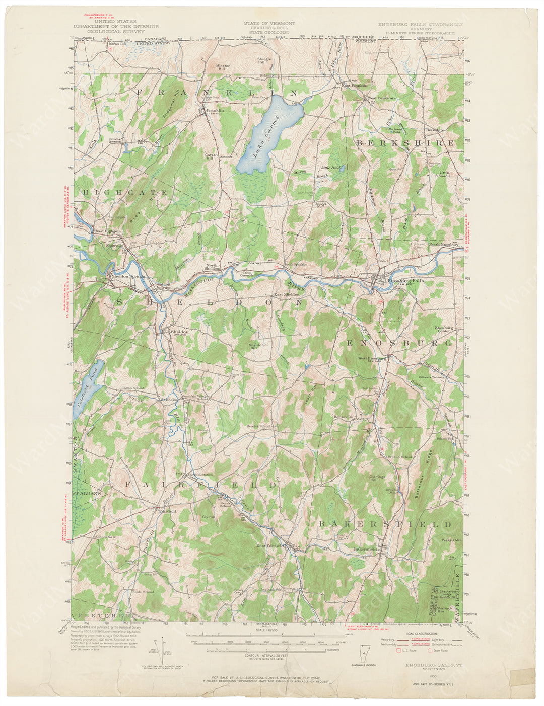 USGS Vermont: Enosburg Falls Sheet 1953
