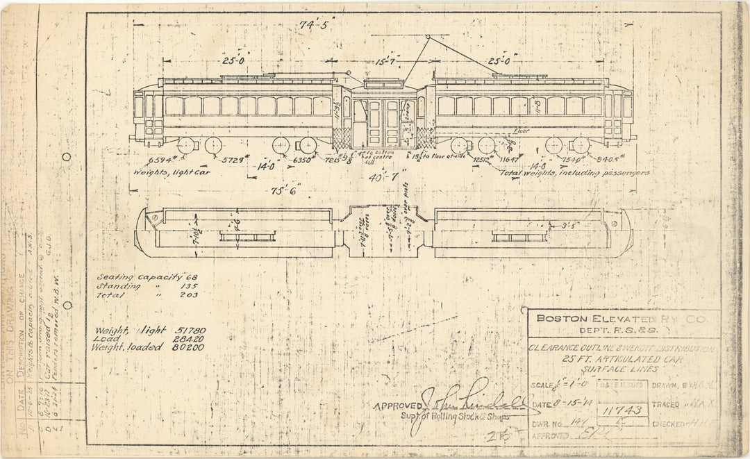Boston Elevated Railway Co. 25' Articulated Streetcar 1924