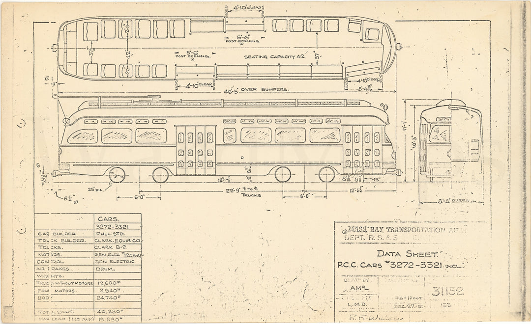MBTA PCC Streetcars #3272-3321 1951