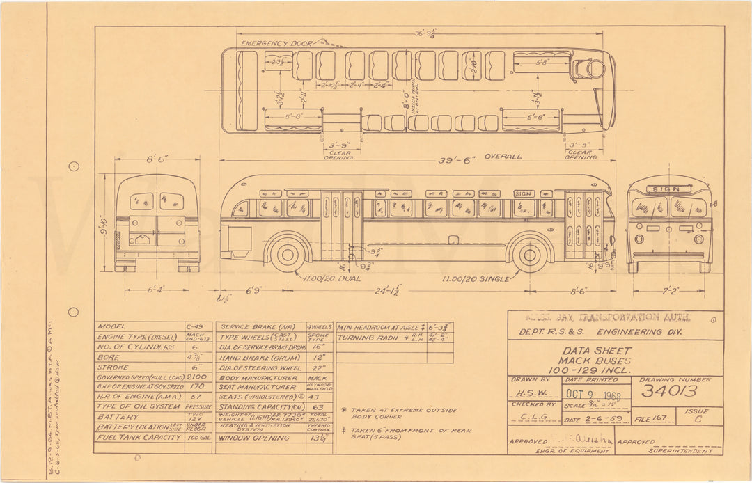MBTA Mack Buses #100-129 1968
