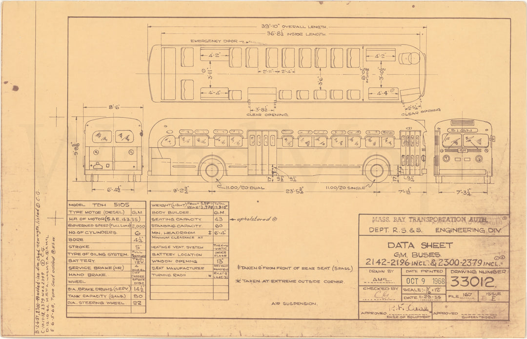 MBTA General Motors Buses #2142-2196; 2300-2379 1968