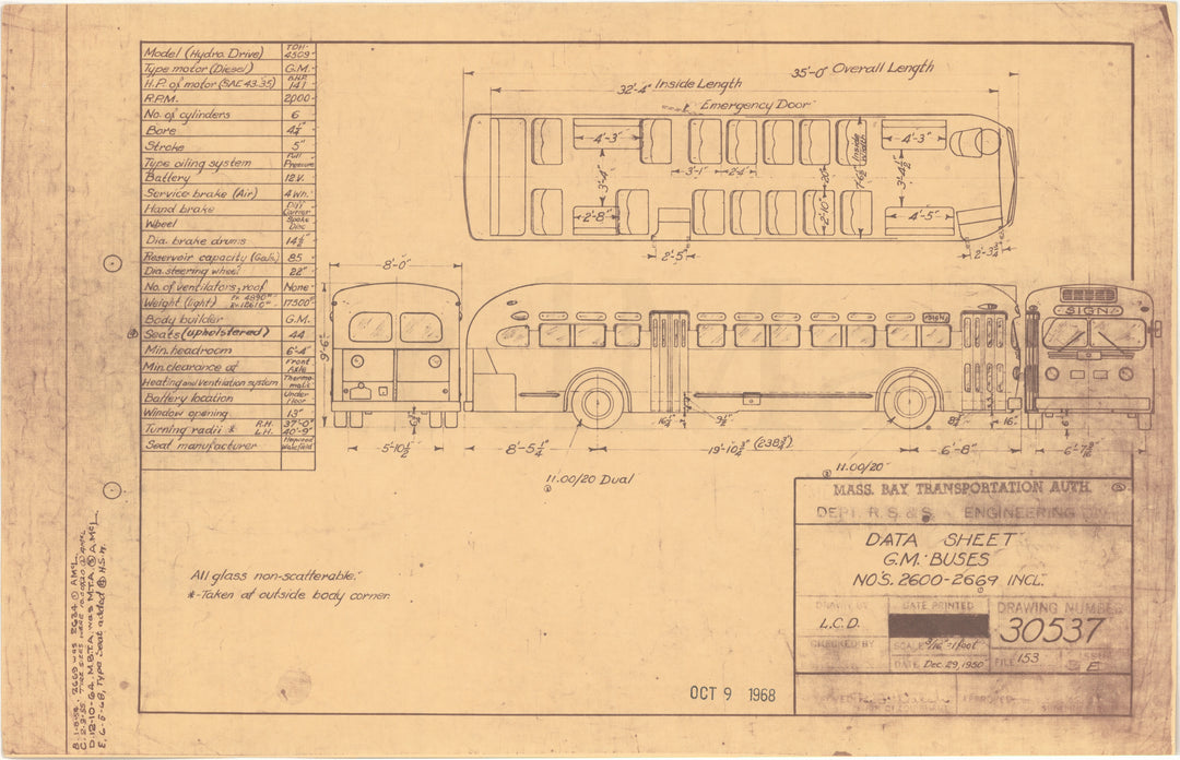 MBTA General Motors Buses #2600-2669 1968