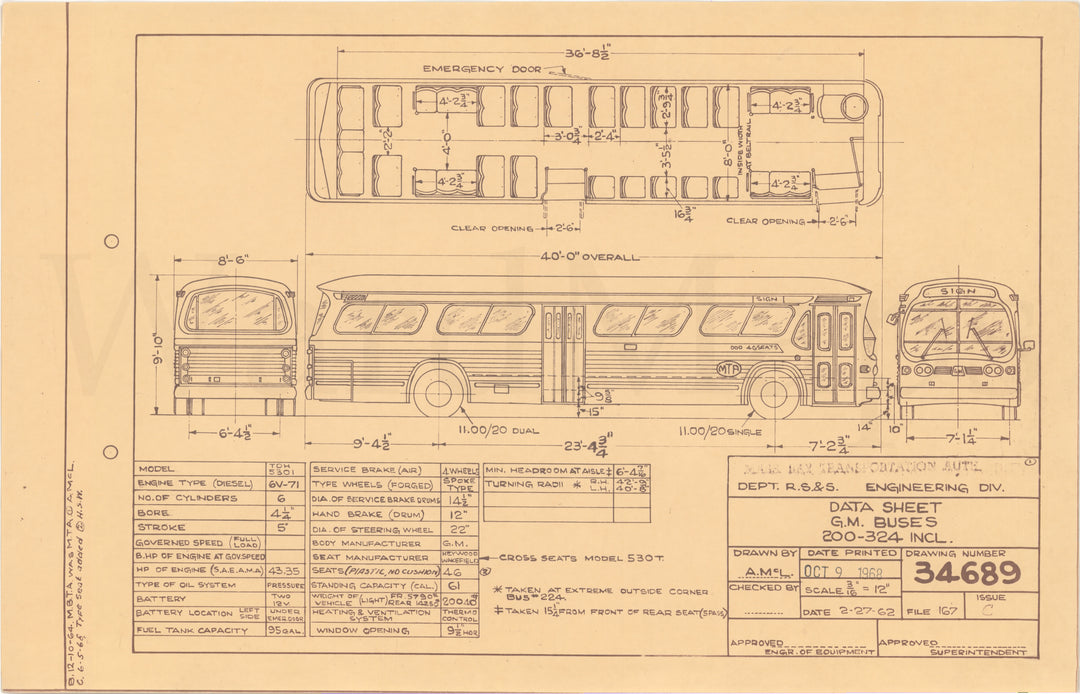 MBTA General Motors Buses #200-324 1968