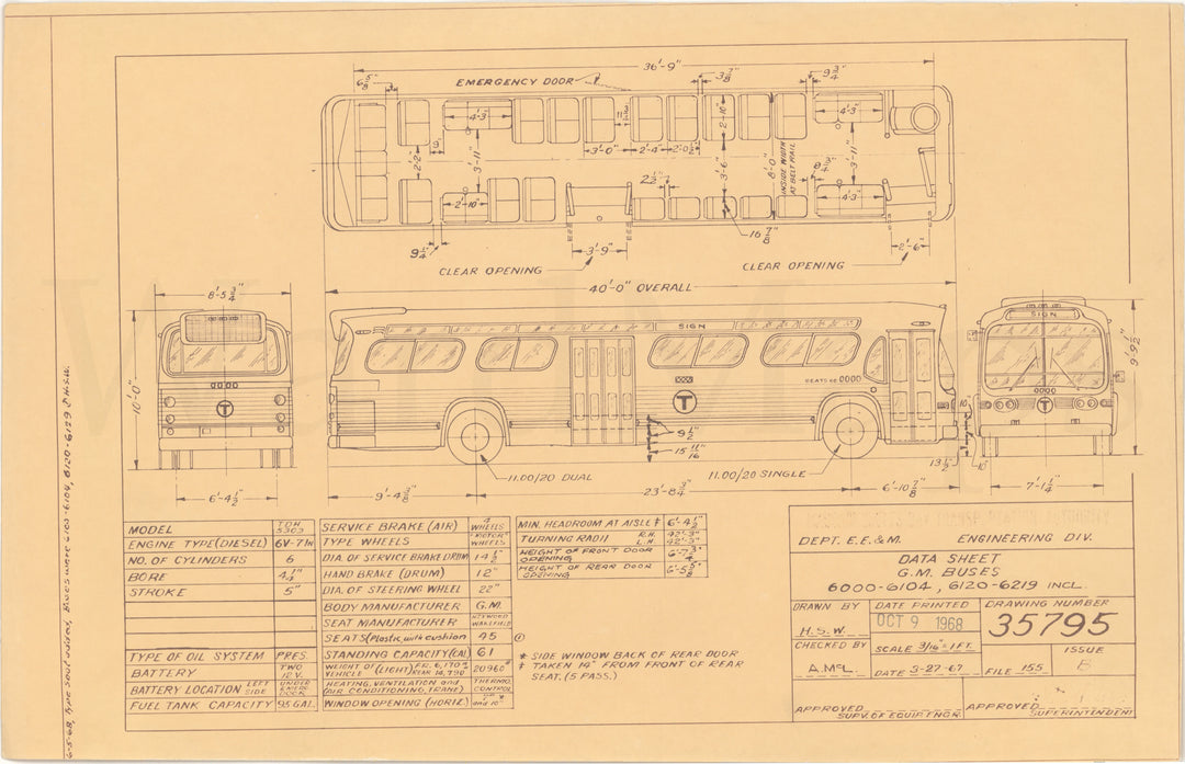 MBTA General Motors Buses #6000-6104; 6120-6219 1968