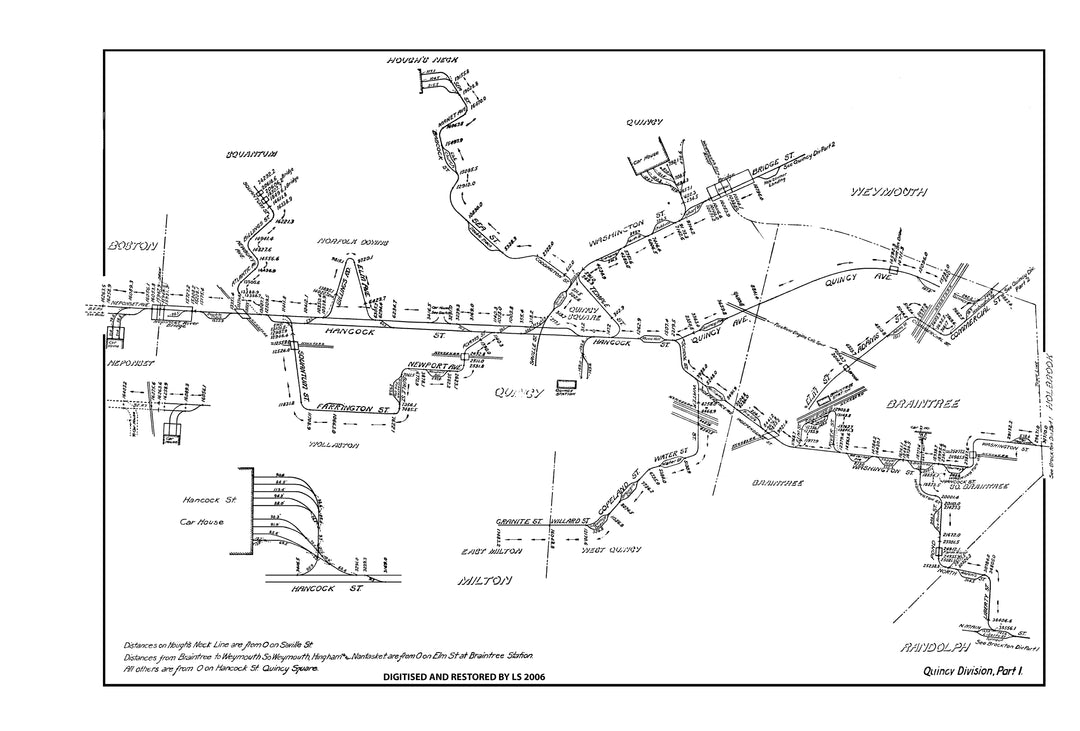 Old Colony Street Railway Co. (Massachusetts) Track Mileage Plan 1905: Quincy Division Part 1