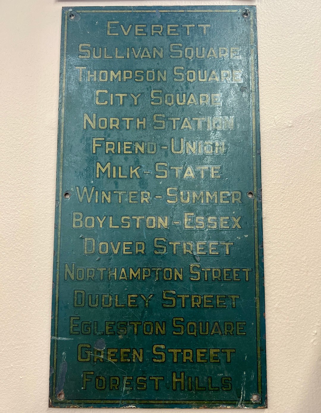 Boston Elevated Railway Co. (Massachusetts) "Order of Stations" Sign (2)