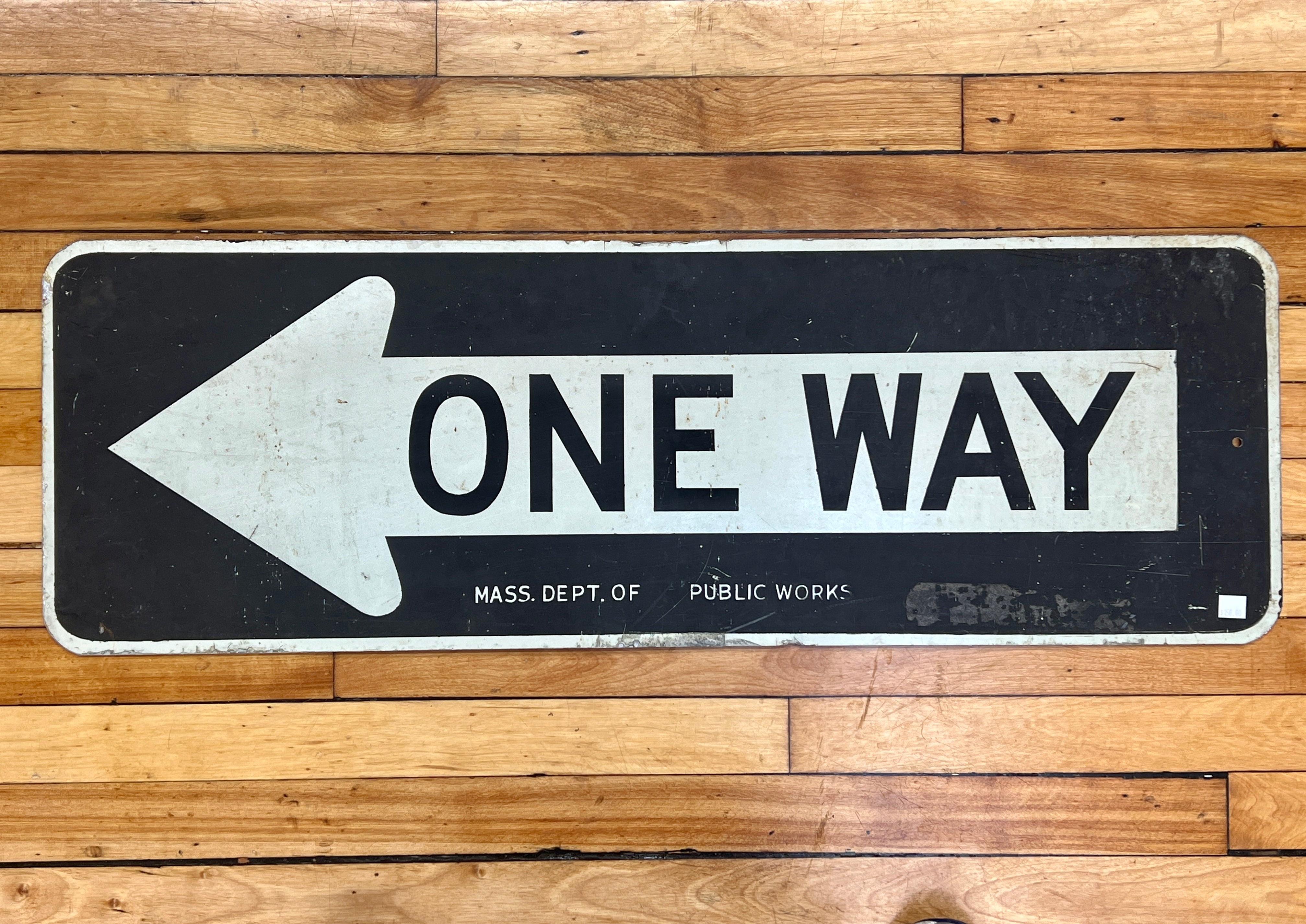 Antique Massachusetts DPW ONE WAY Road Sign