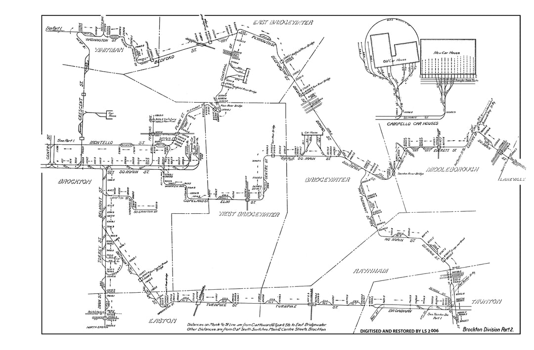 Old Colony Street Railway Co. (Massachusetts) Track Mileage Plan 1905: Brockton Division Part 2