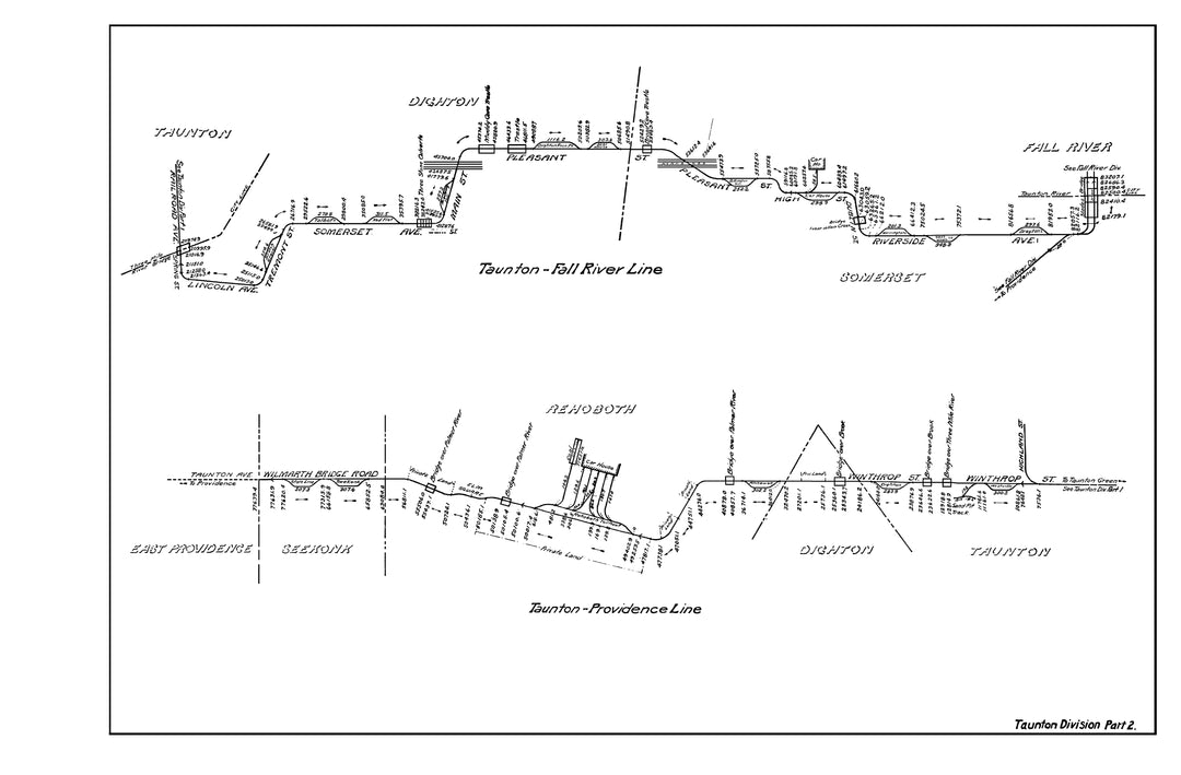 Old Colony Street Railway Co. (Massachusetts) Track Mileage Plan 1905: Taunton Division Part 2