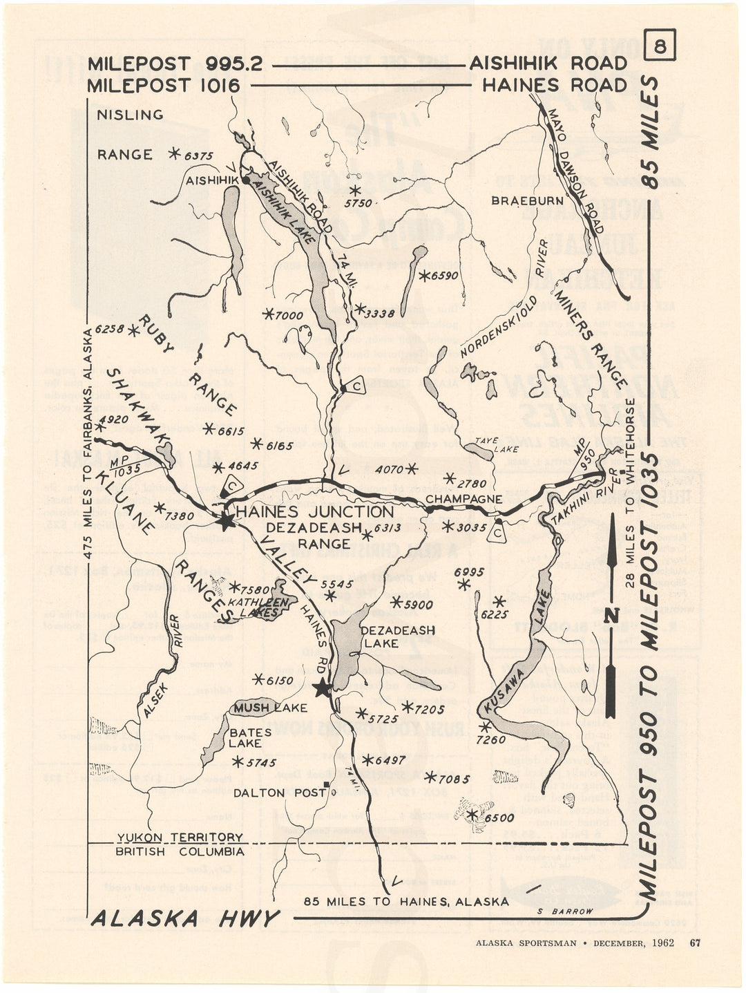 Alaska Highway 08: Milepost 950 to 1035 (Yukon) 1962