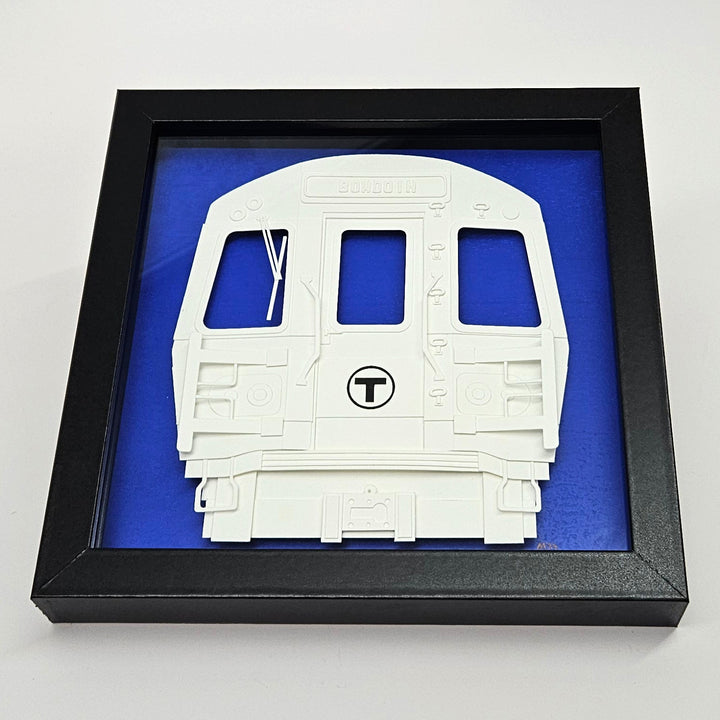 Boston MBTA Blue Line Subway Car Framed 3D Paper Art