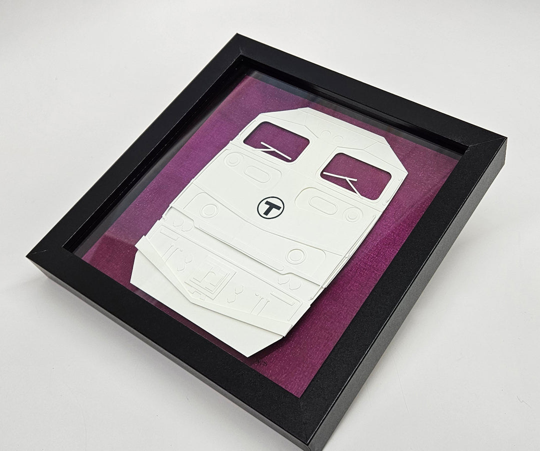 Boston MBTA Commuter Rail Locomotive Framed 3D Paper Art