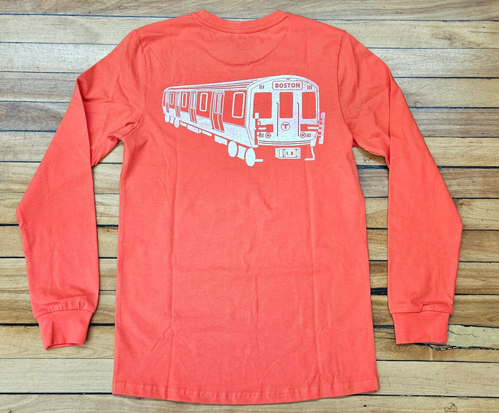 Boston MBTA Red Line Subway Car & T Logo Long Sleeve Shirt