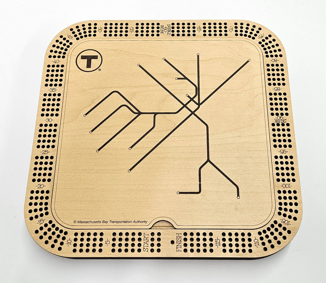 Boston MBTA Map Cribbage Board Set