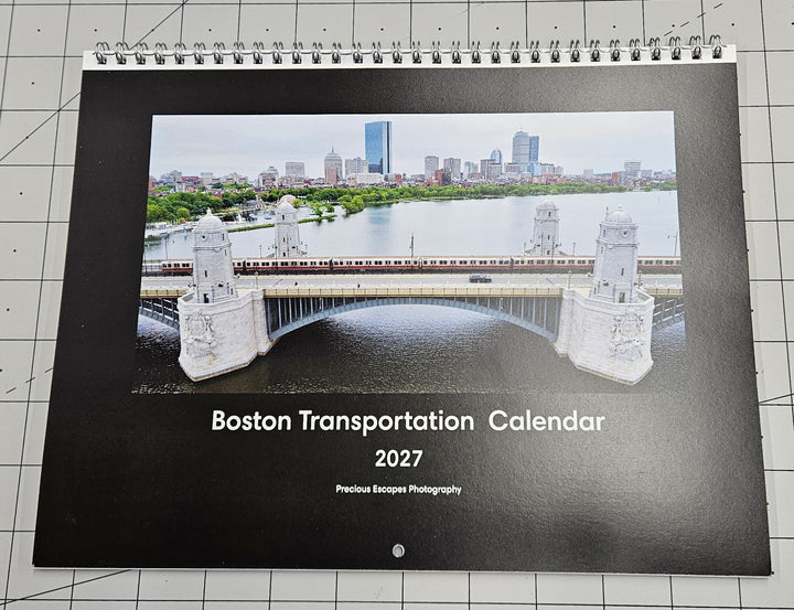 2027 Boston MBTA Transit Vehicle Photographs Wall Calendar