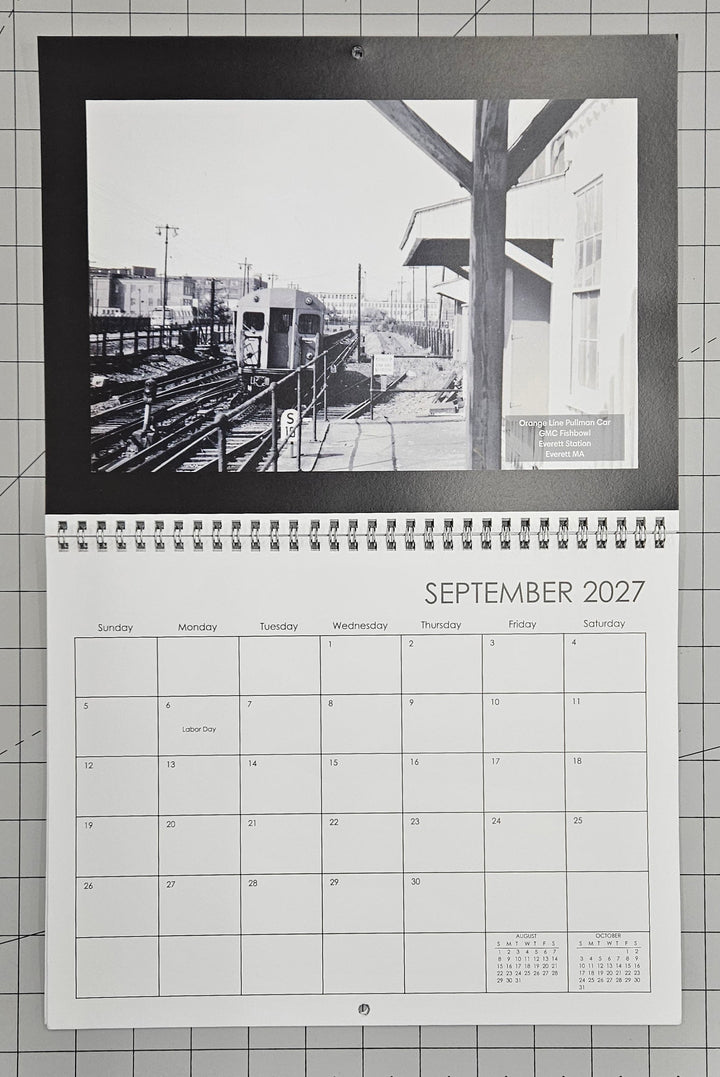 2027 Boston MBTA Transit Vehicle Photographs Wall Calendar