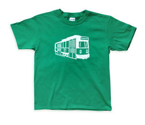 Green T-Shirt with White MBTA Green Line Trolley
