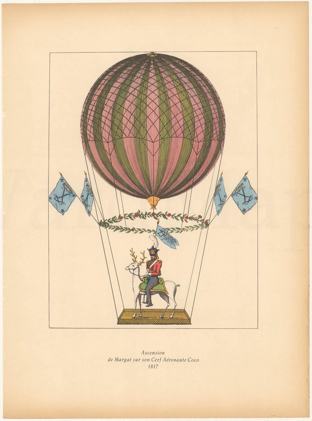 Balloons 18th-19th Centuries: 1817 Ascent of Margat on White Stag Coco