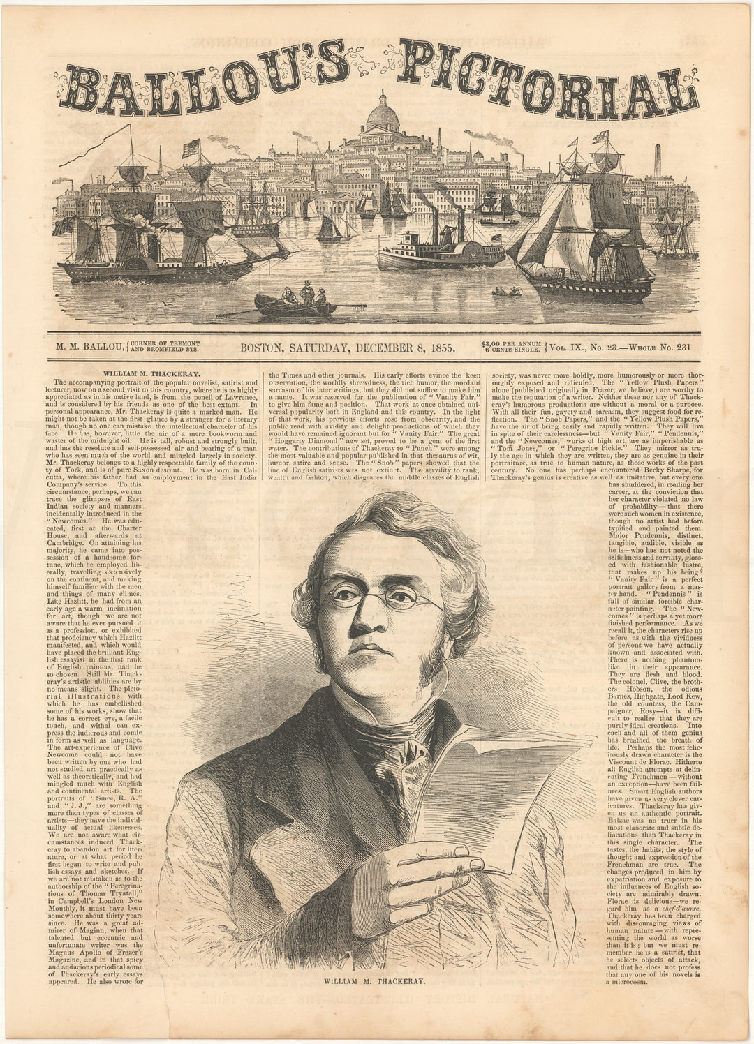 Ballou's Pictorial 1855 Dec 08: William M. Thackeray