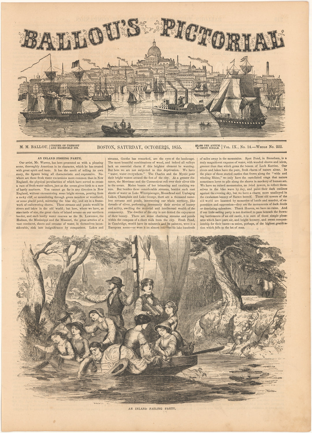 Ballou's Pictorial 1855 Oct 06: An Inland Sailing Party