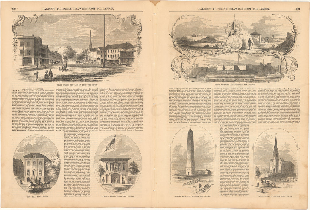 Ballou's Pictorial 1855: New London, Connecticut