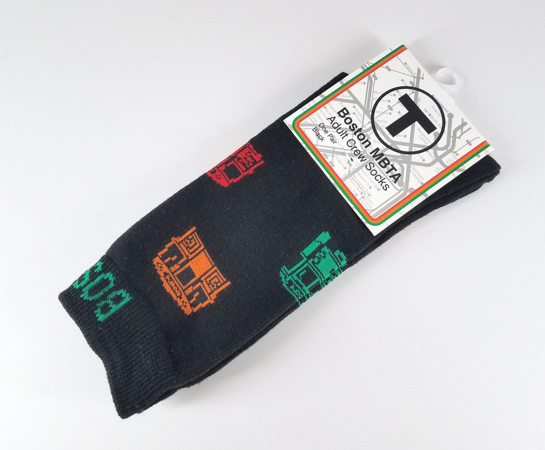 Boston MBTA Vehicles Adult Crew Socks