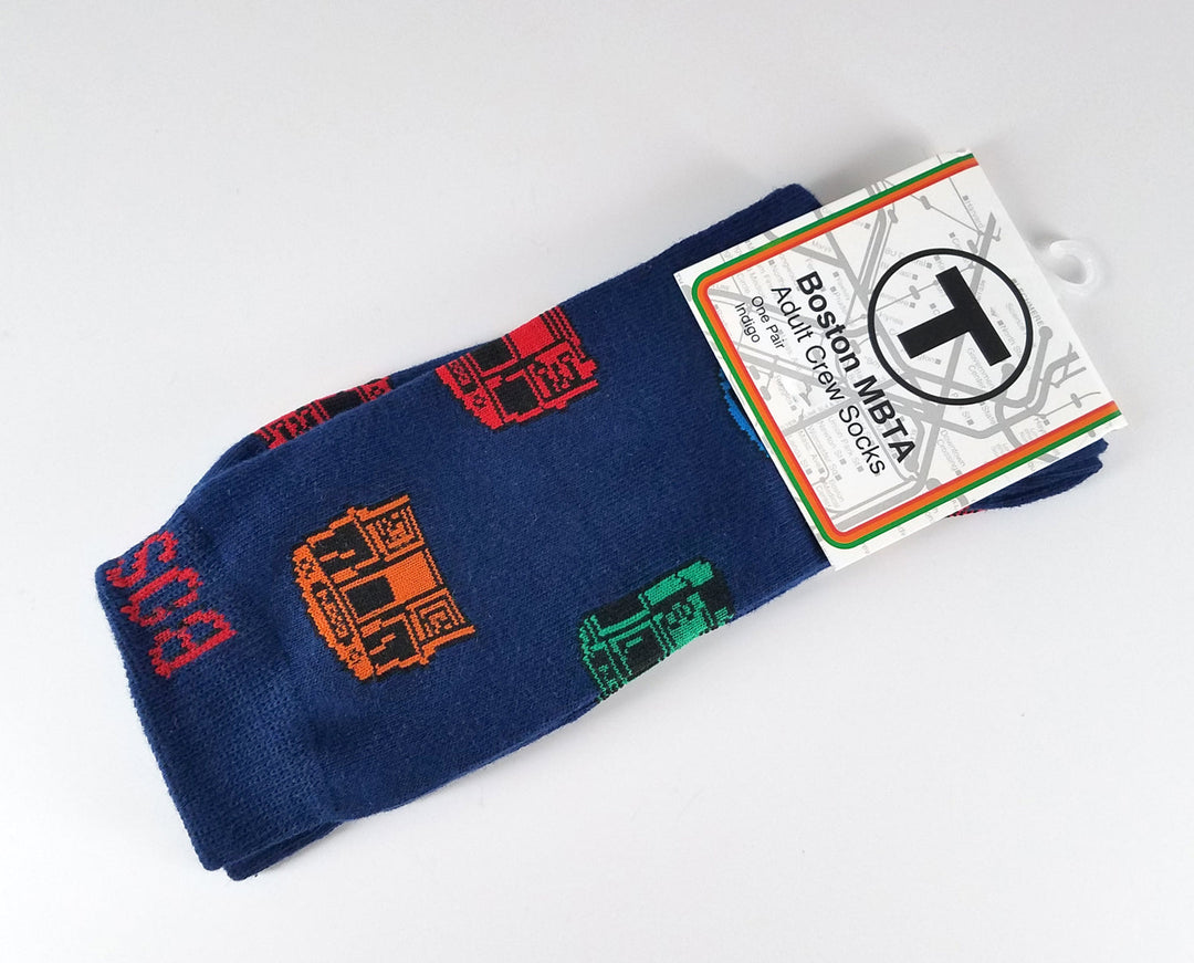 Boston MBTA Vehicles Adult Crew Socks