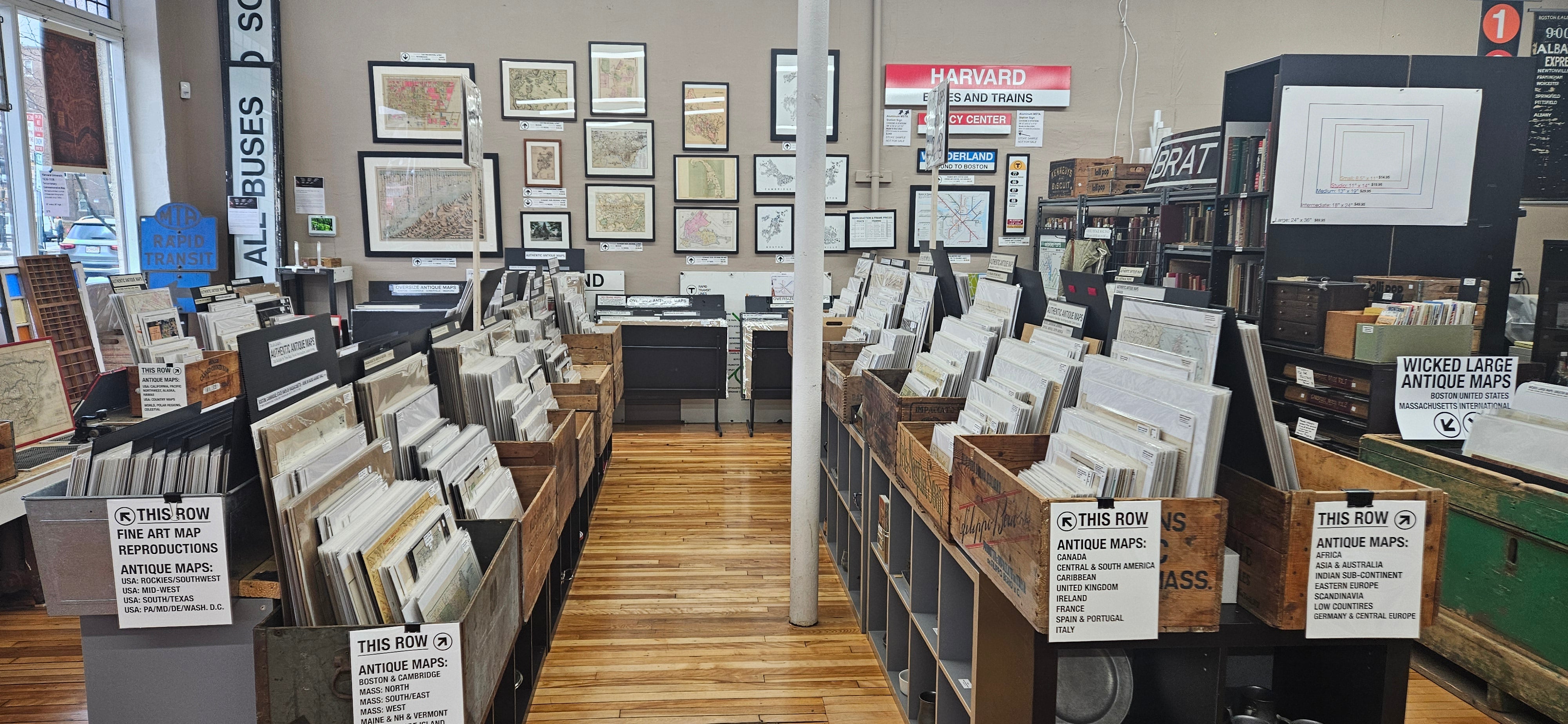 Interior of WardMaps Retail Store Showing Map Bins