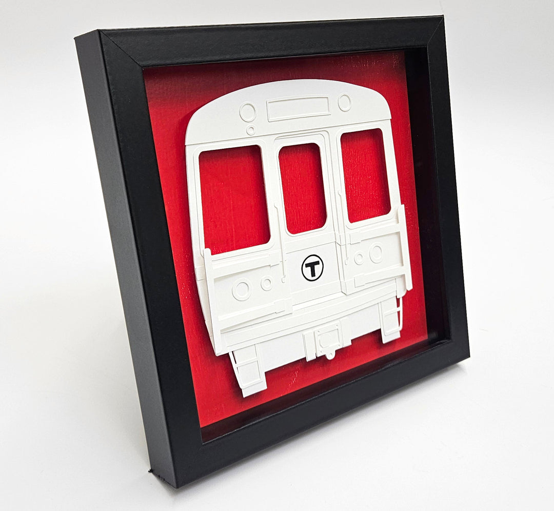 Boston MBTA Red Line Subway Car Framed 3D Paper Art