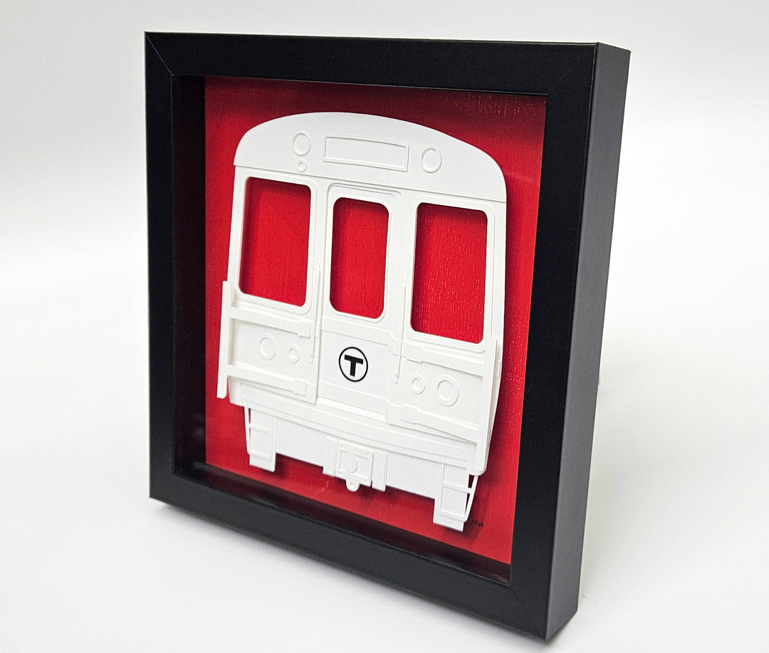 Boston MBTA Red Line Subway Car Framed 3D Paper Art