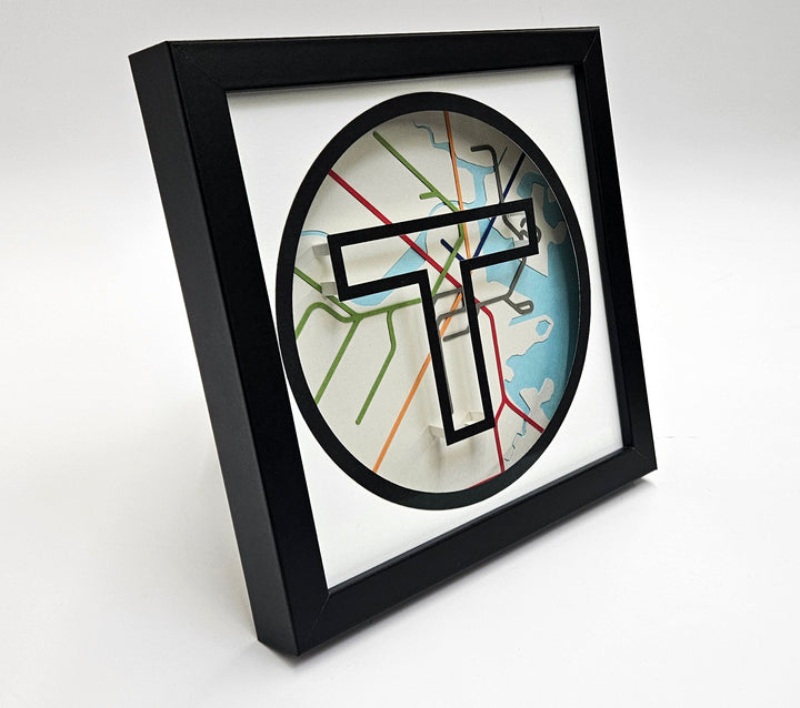 Boston MBTA Map Framed 3D Paper Art