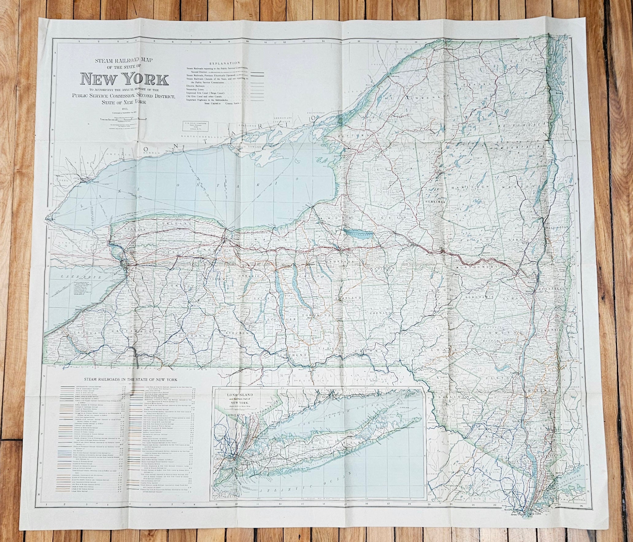 New York State Stream Railroad Map 1912