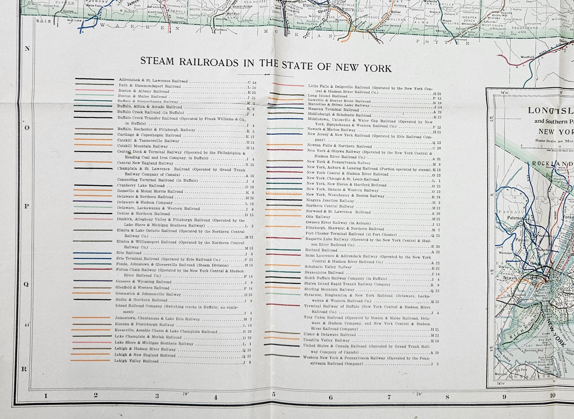 New York State Stream Railroad Map 1912