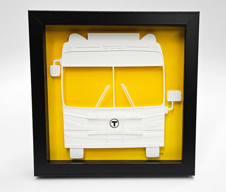 Boston MBTA Bus Framed 3D Paper Art