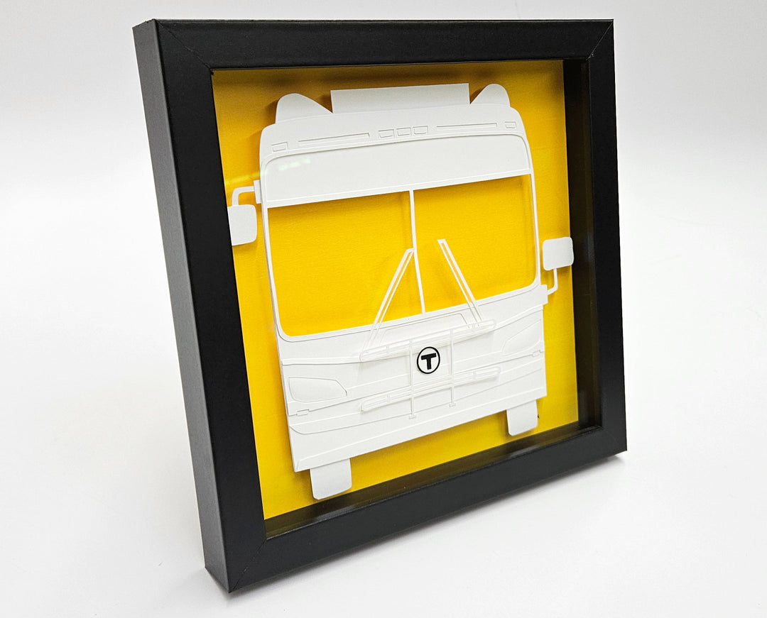 Boston MBTA Bus Framed 3D Paper Art