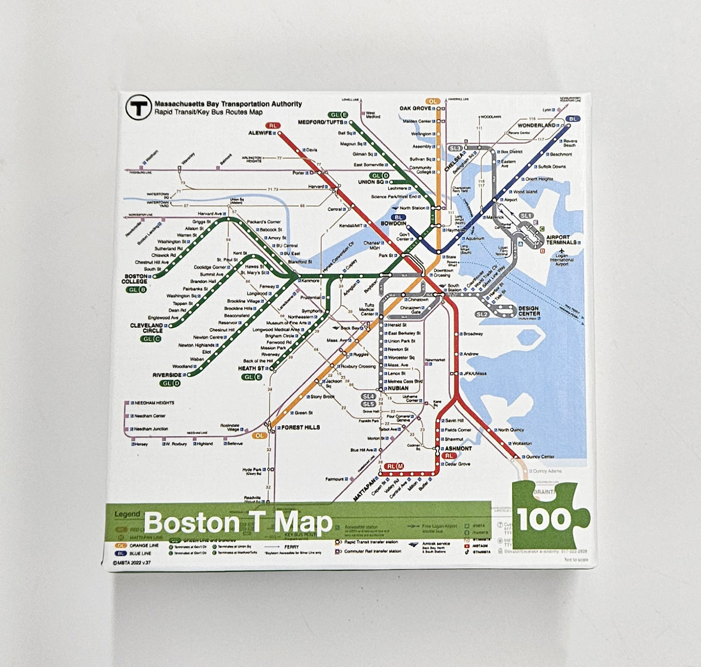 Boston MBTA Map Mini Puzzle 100 Pieces