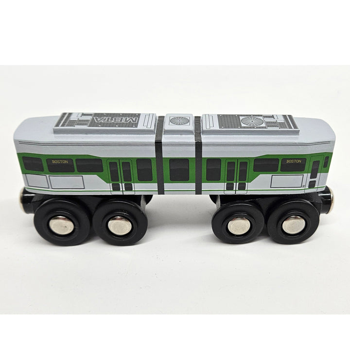 Boston MBTA Green Line Wooden Toy Train (Type 9 LRV) Two Car Bundle (Save Over 10%)