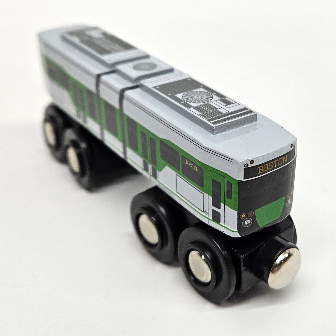 Boston MBTA Green Line Wooden Toy Train (Type 9 LRV) Two Car Bundle (Save Over 10%)