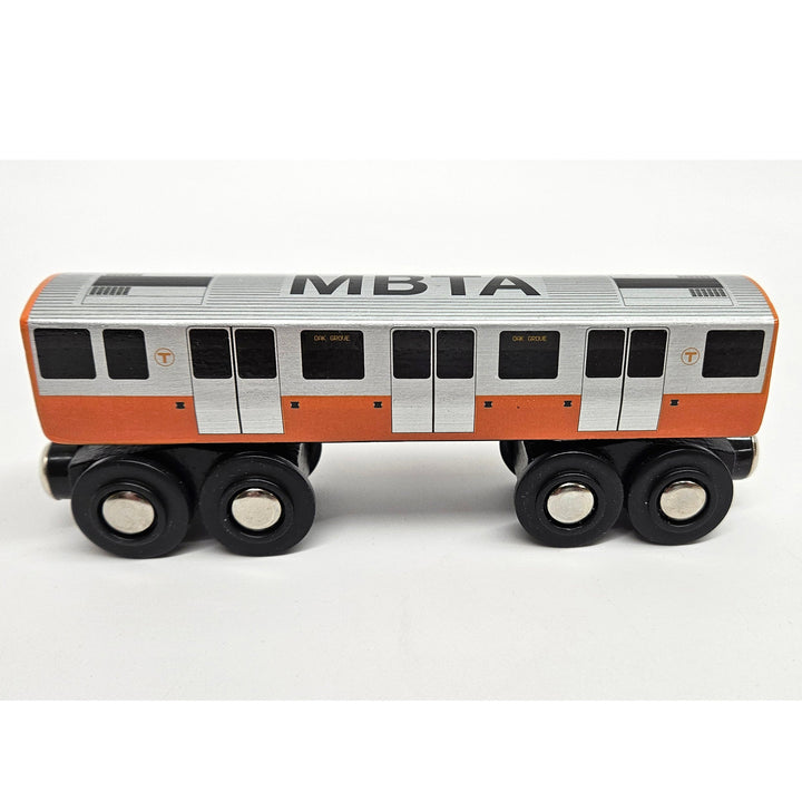 Boston MBTA Orange Line Wooden Toy Train (1400 1500-Series) Two Car Bundle (Save over 10%)